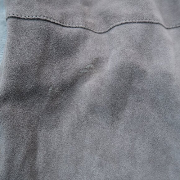 Mango Leather Jacket Womens Drape Front Suede Blazer Open Jacket Long Sleeve L - Picture 9 of 16